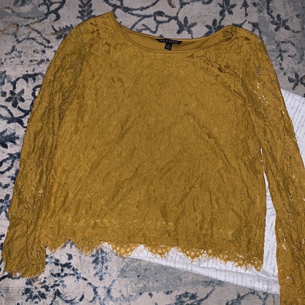 Mustard lace long sleeve top